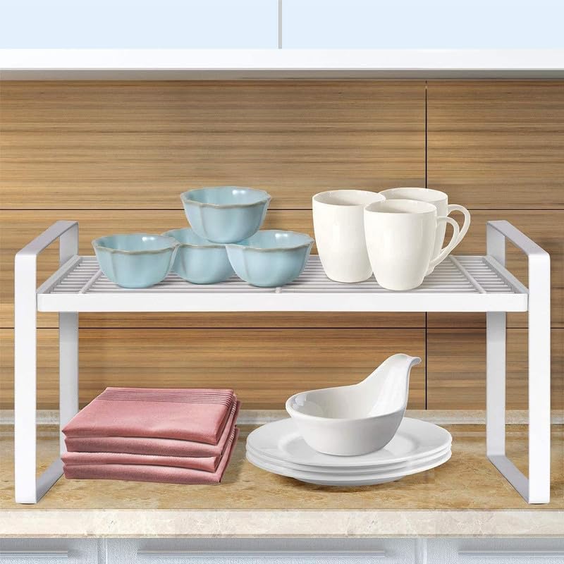 appeasy Countertop Shelf Organizer, Cupboard Stand Spice Rack Cabinet Shelf for Pantry, Kitchen, Bathroom, Reading Room, Bedroom to Save Space (White-1 Pc) 1