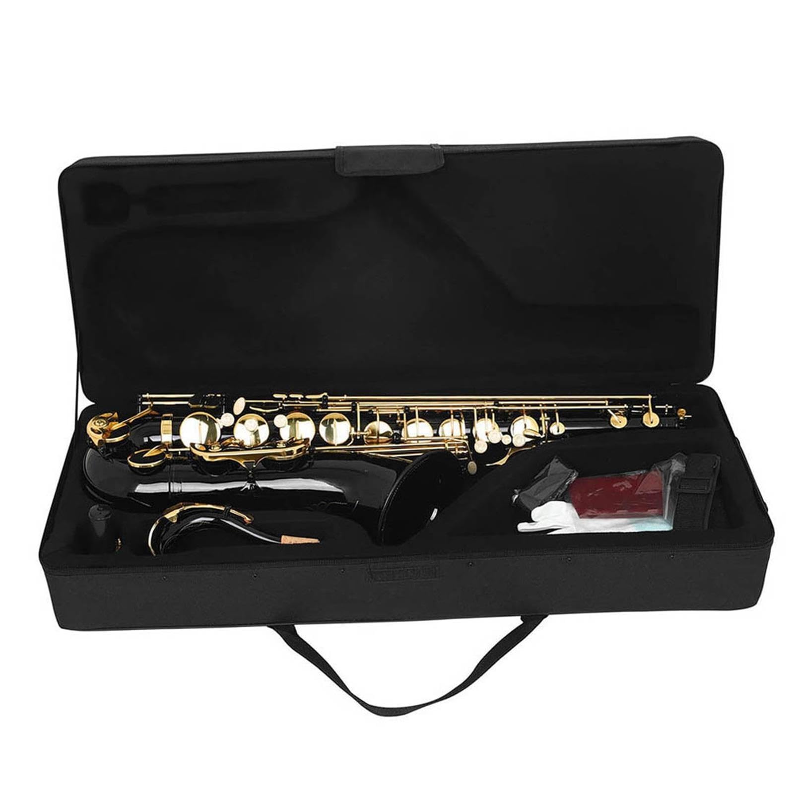 Saxofón Saxofón Tenor En Si Bemol Negro Con Teclas Doradas