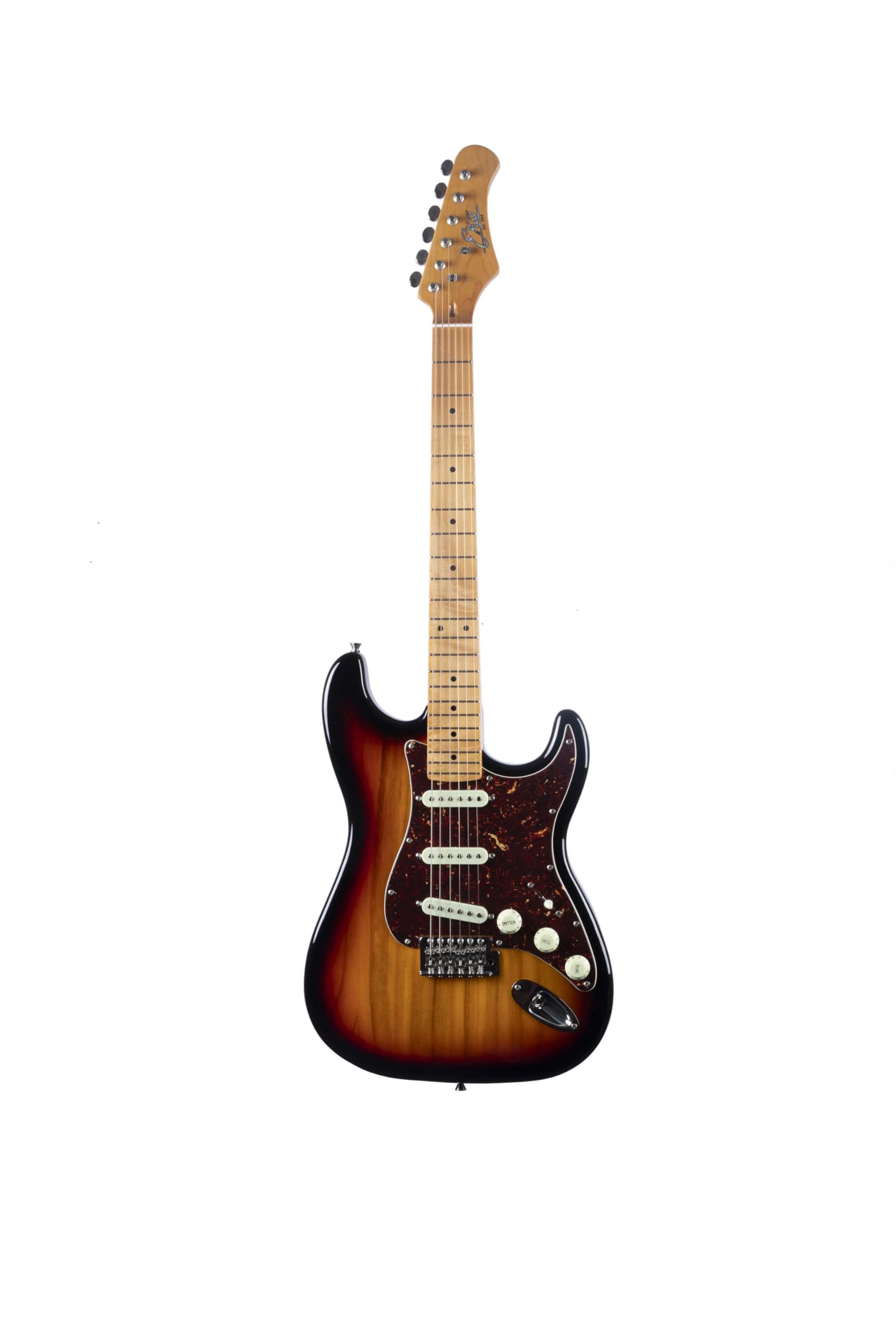 EKO GUITARS – ST‑401 Guitare Électrique, Corps en Paulownia, Manche en Érable, Touche en Érable, 3 Micros Single-​Coil, Chevalet Vintage, 22 frettes, Couleur Sunburst