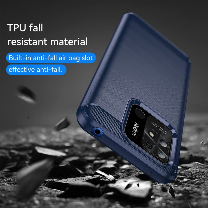 Image of Hybrid Carbon Fiber Back Case for Redmi 10 Power / 10C / Redmi 10 4G (Blue)