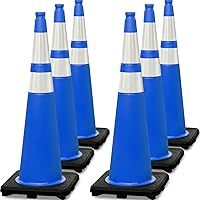 Vista 18 de Paquete de 6 conos de tráfico de PVC extra grandes de 36 pulgadas con base resistente, conos de seguridad de alta visibilidad para todo