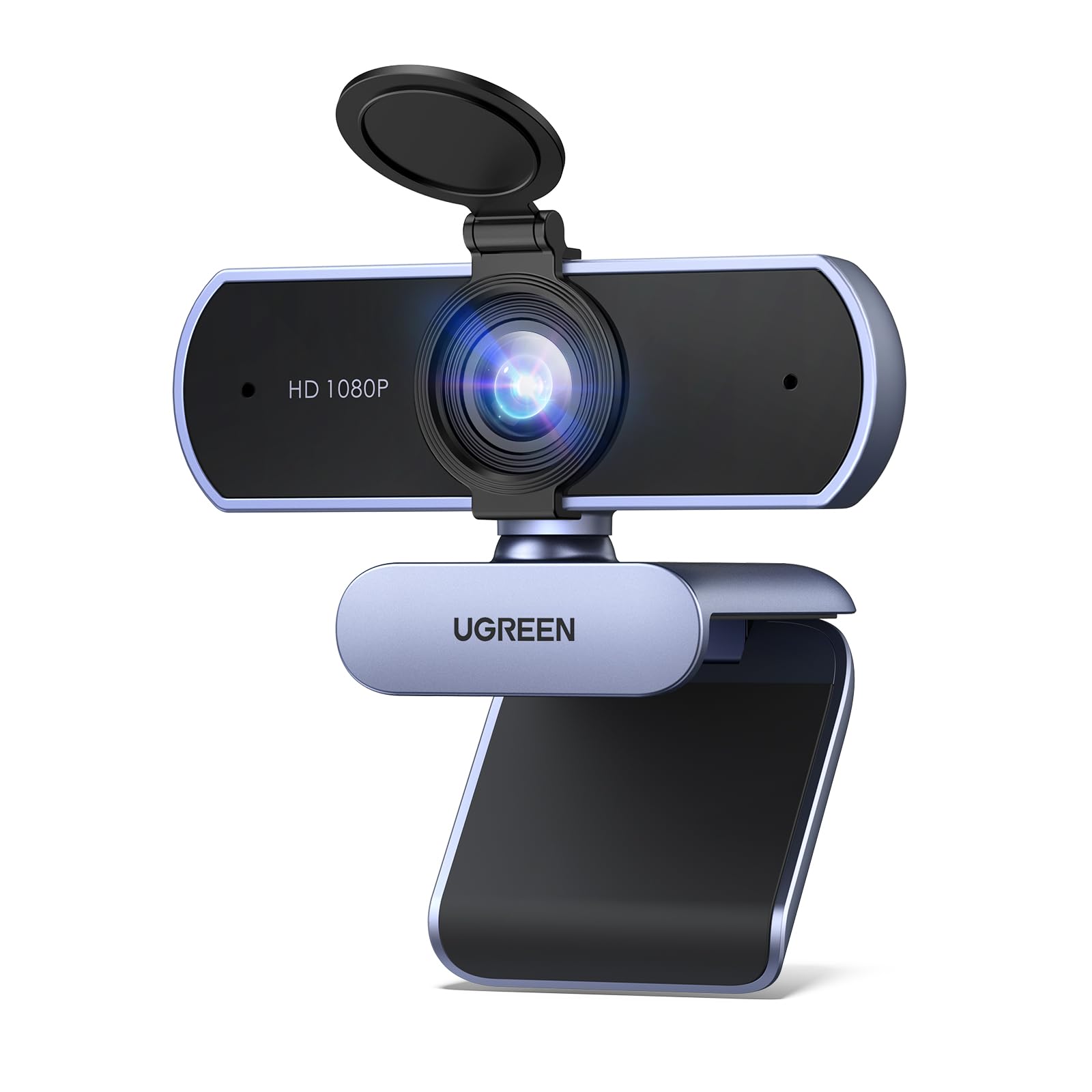 1080P Webcam with Microphone USB HD Camera, 1080P/30fps 720P/60fps Stream Camera, with Auto Light Correction, Dual Noise Reduction Mics, for Skype/Facebook/Youtube, Laptop/Desktop, Grey