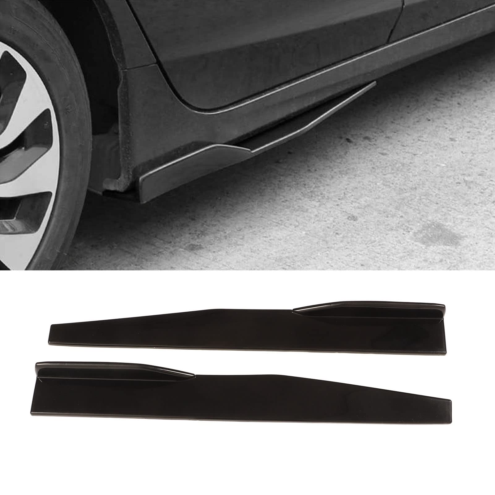 Seitenschweller, Universal Schwarz Glänzend ABS Karosserie Styling Teile 2 Stück for Auto Tuning Enthusiasten SUV Limousine Cabrio Fahrzeugmodifikationen