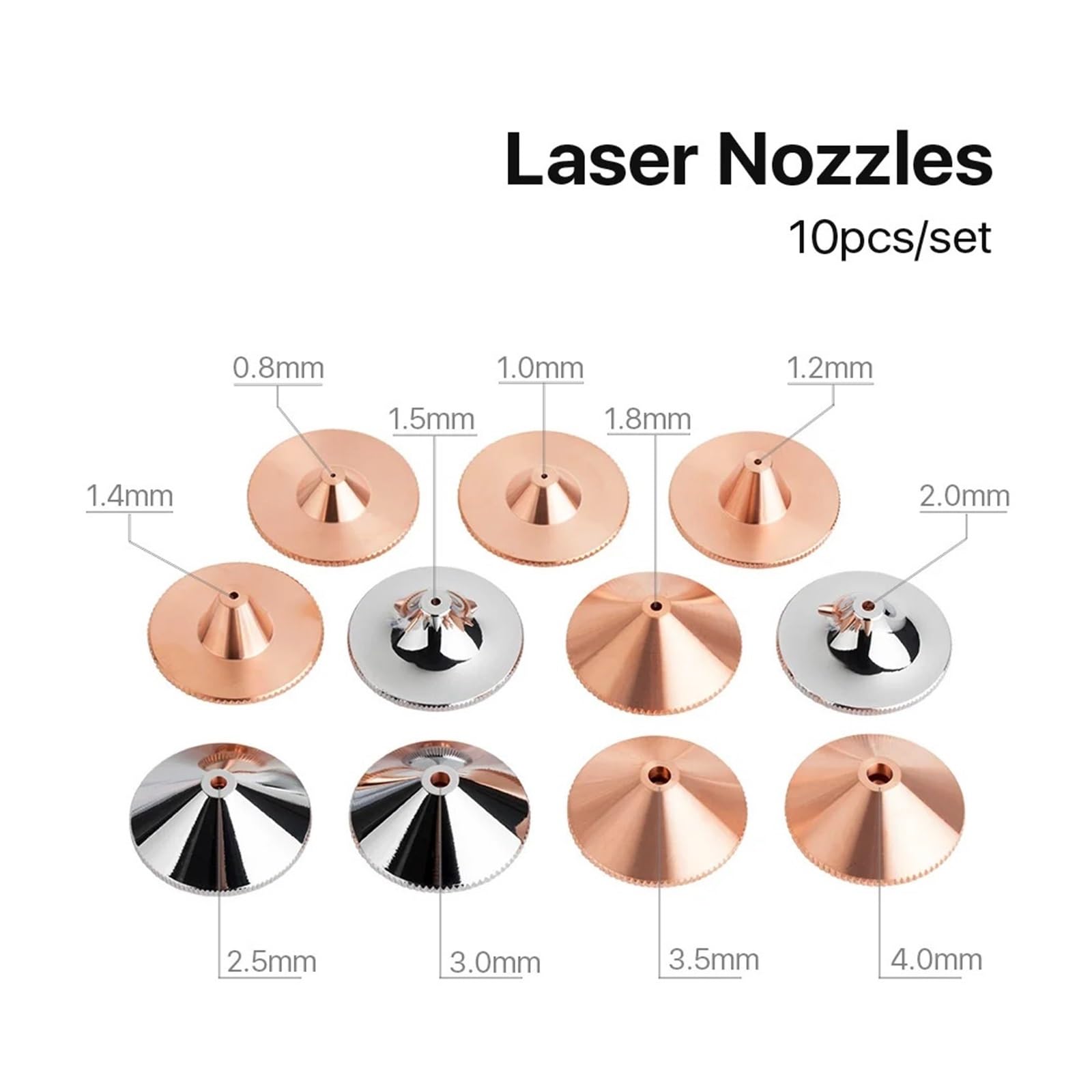 10 szt. dysz laserowych do spawania laserowego o średnicy 32 mm i kalibrze H15 0,8-6, jedno-/dwuwarstwowych, do maszyn CNC do cięcia włókien.