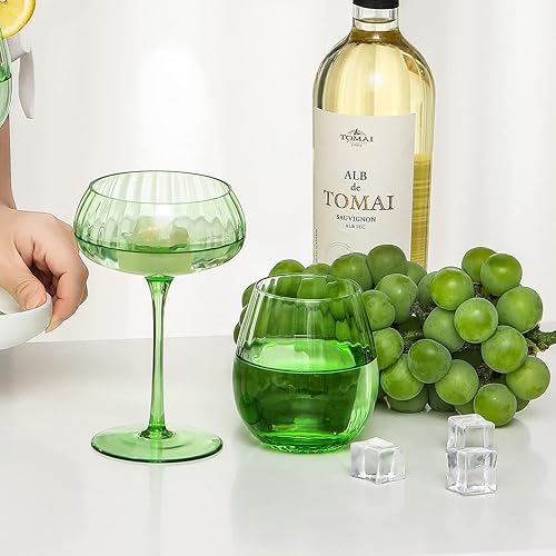 Miniatura 3 de 1 paquete de vasos de cóctel Coupé acanalados de 8.1 onzas, vasos clásicos de Manhattan para cócteles, champán, copas onduladas, cristalería con