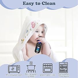 YAPROM 2Pcs Silicone Teething Toys for Babies - TV Remote Shaped Teether, BPA-Free Infant Toddler Teething Toy, Refrigerator Safe, Suitable for Boys & Girls