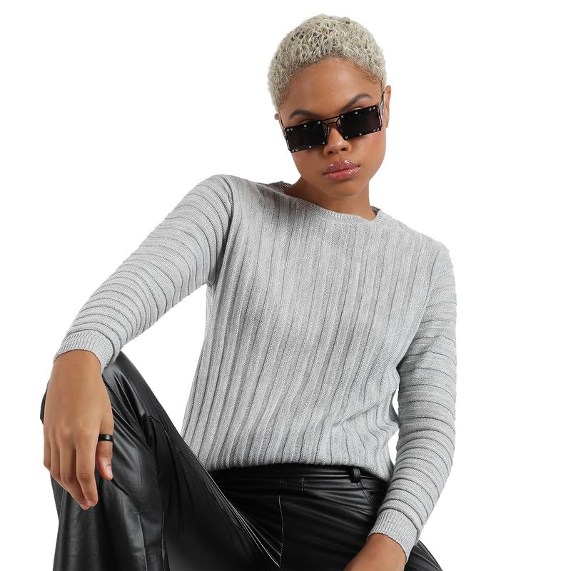 Image of PINACOLADA Women's Solid Ribbed Cropped CardiganFor Casual Wear | V Neck | Long Sleeve | Wool Sweater Crafted with Comfort Fit for Everyday Wear