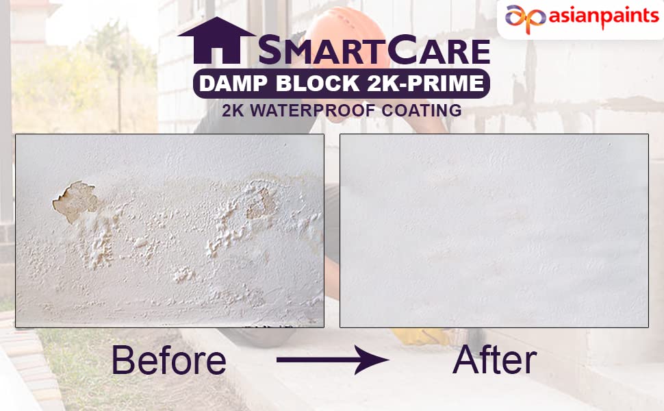 Image of Asian Paints SmartCare Damp Block 2k - Prime | 2k Waterproof Coating | Lasting Protection Against Efflorecence | High Performance Waterproof Coating - 15kg