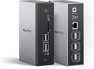 USB C Docking Station, IVIIN 4K@60Hz Quadruple Display 19-in-1 Laptop USB C Dock with 130W Power,Compatible with MacBook M1/M2 Dell HP Lenovo(3 HDMI,3 Displayport) Thunderbolt 4/3 USB4 Dock