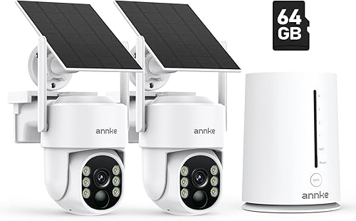 ANNKE Cámara de seguridad inalámbrica de 4MP 2K para exteriores, kit de 2 cámaras de 5 MP, sistema de vigilancia solar, detección humana PIR,