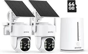 ANNKE 4MP 2K Wireless Security Camera Outdoor, 5MP 2-Cam Kit Solar Surveillance System, PIR Human Detection, 360° Pan&Tilt, Compatible with Alexa, Color Night Vision, No Monthly Fee, 64GB Memory Card asin的图片