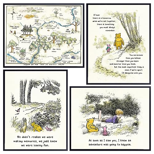Image of Winnie Pooh Wall Art & Decor - Boys Room Decor - Kids Room Decor - Baby Nursery Decor - Little Girls Bedroom Prints - Toddler - Baby - Inspiration positive Quotes Wall Decor