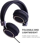 Olyre Casques pliables, casques enfants, micros, garçons, filles; casques avec cordon pour les adolescents; bandeau réglable; léger; son stéréo; portable; durable; confortable