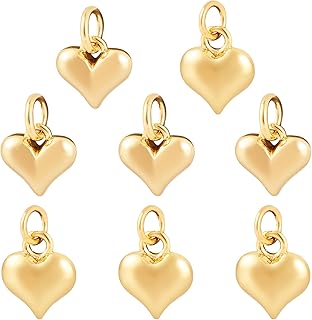 FASHEWELRY Real 18K Gold Plated Heart Charms Platinum Brass Pendants with Loop for Bracelets Necklace DIY Jewelry Making, Wedding, Mother's Day Festival Gifts