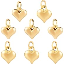 FASHEWELRY Real 18K Gold Plated Heart Charms Platinum Brass Pendants with Loop for Bracelets Necklace DIY Jewelry Making, Wedding, Mother's Day Festival Gifts