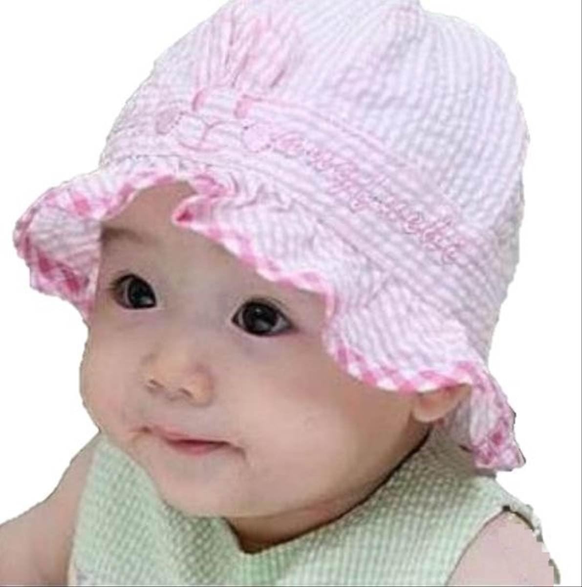 Fostly Baby Hat Baby Sun Hat Unisex Baby Cap Cute Summer Cap Newborn Beach Hat For Baby or Kids Rabbit Striped Style Pink
