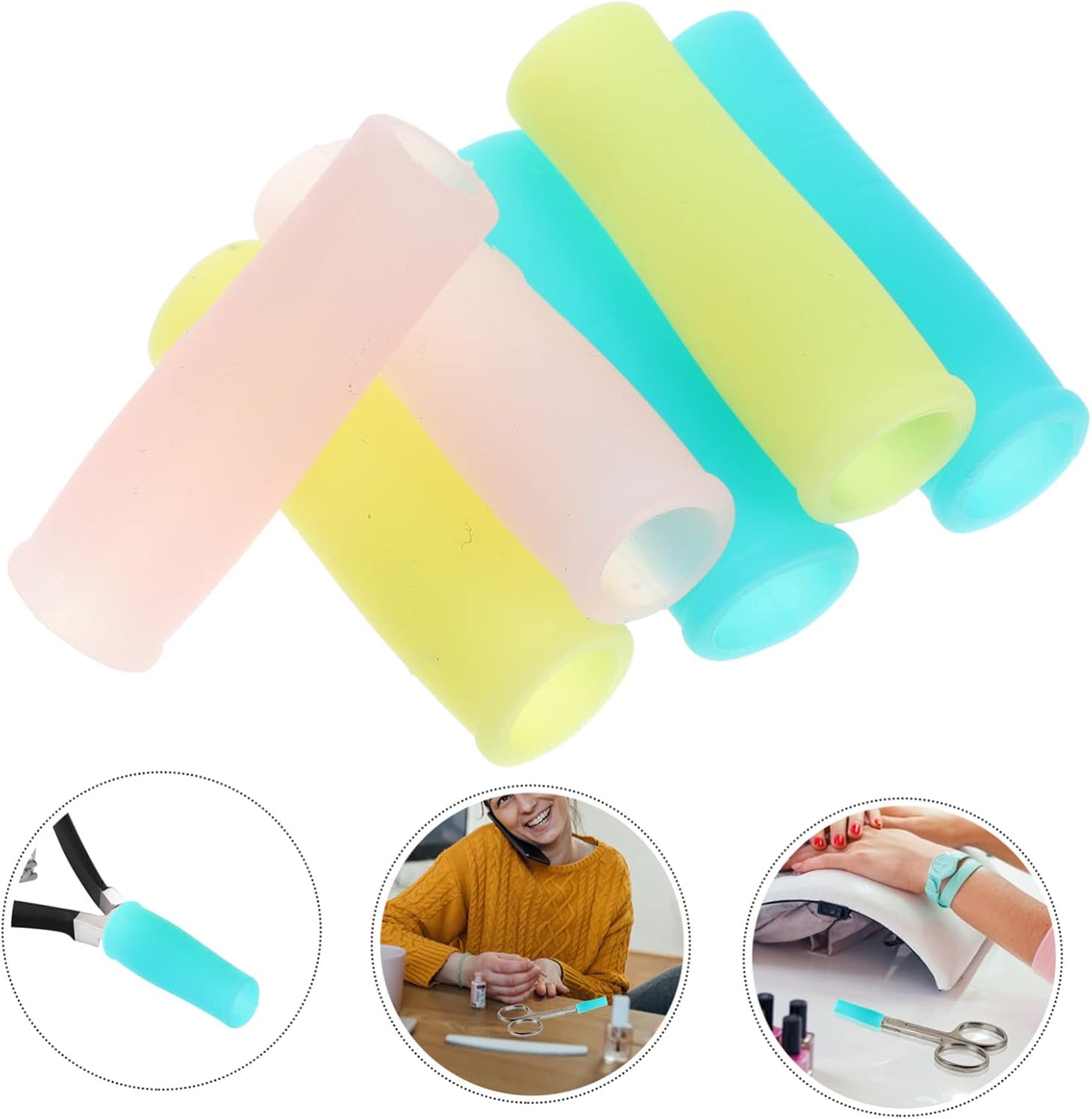 36pcs Silicone Cuticle Trimmer Covers Scissors Accessories Manicure Scissors Handle Sleeves