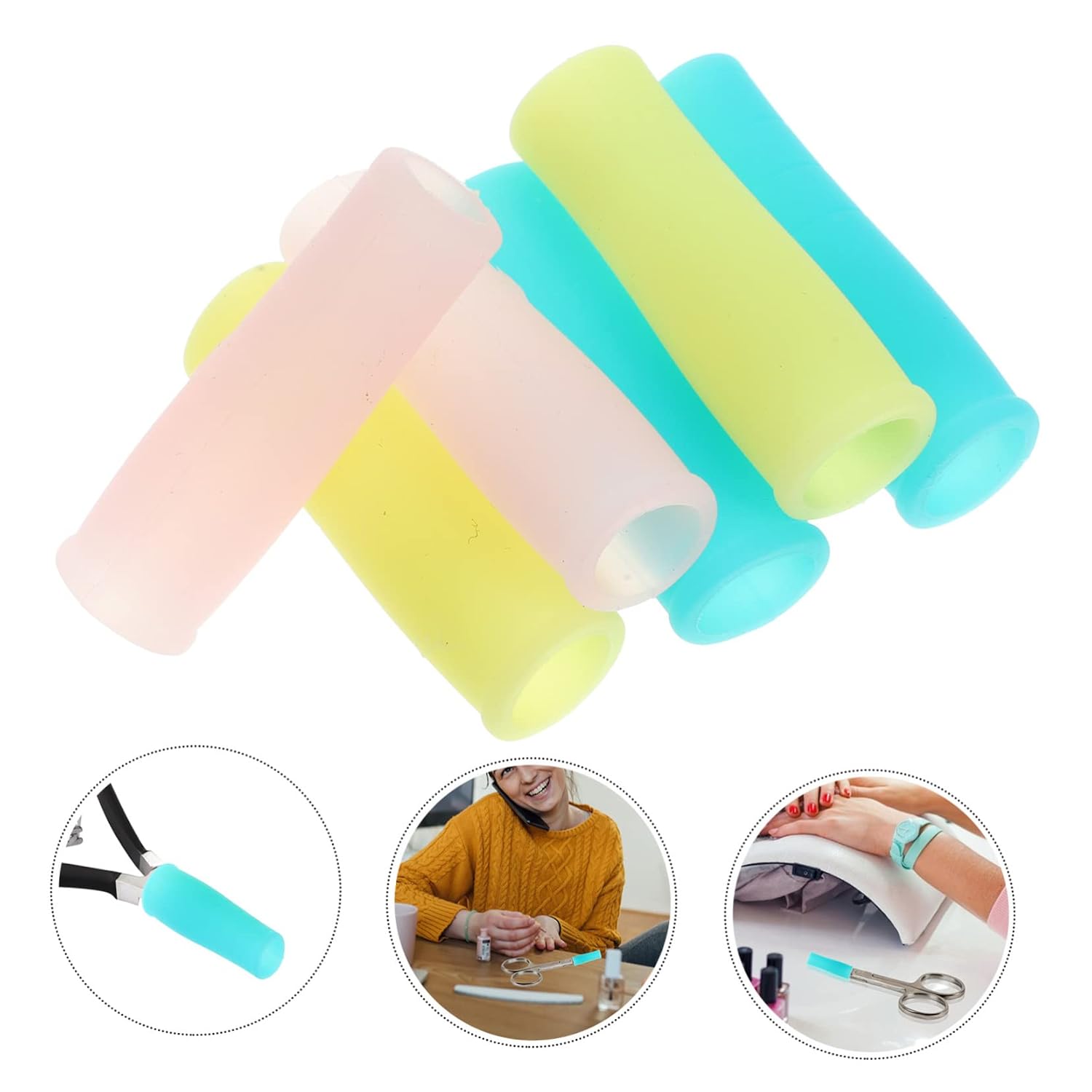 Silicone Manicure Scissors Handle Sleeve Cuticle Nippers Covers Tweezers Caps Scissor Tip Covers 12pcs Set