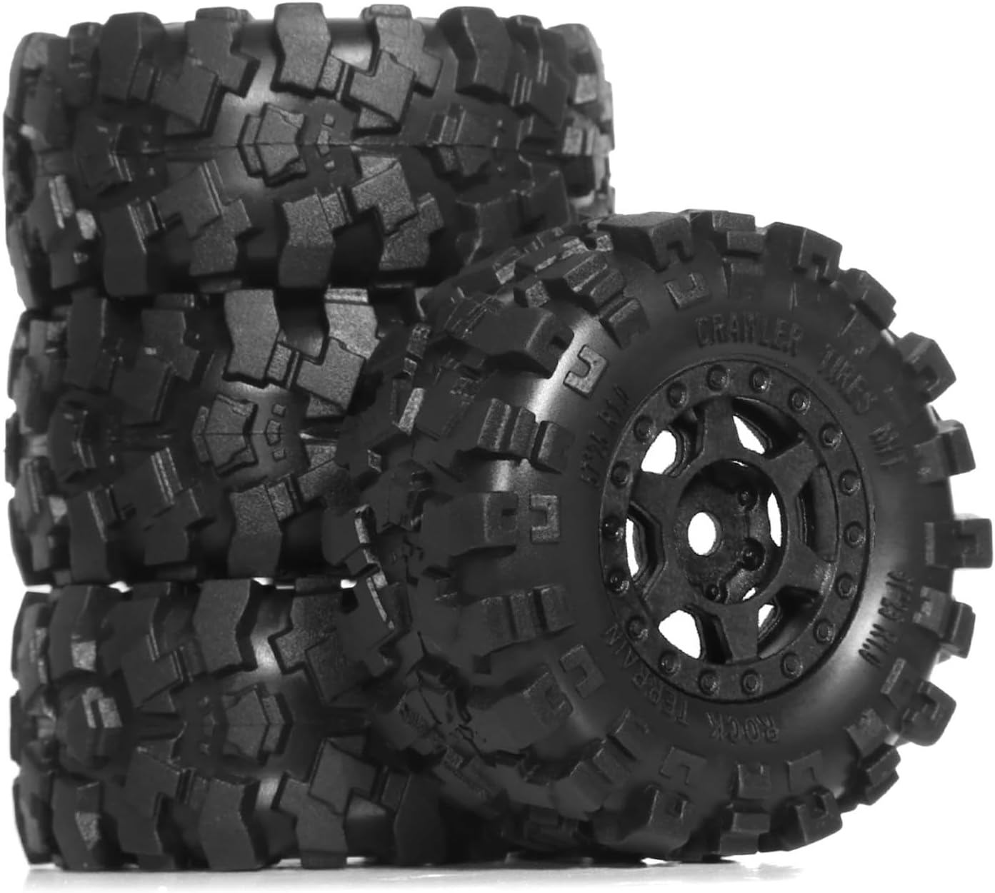 RCカー用ホイールリム For Axial For SCX24 1/18 1/24 1.0 ビードロックホイール マッドタイヤセット