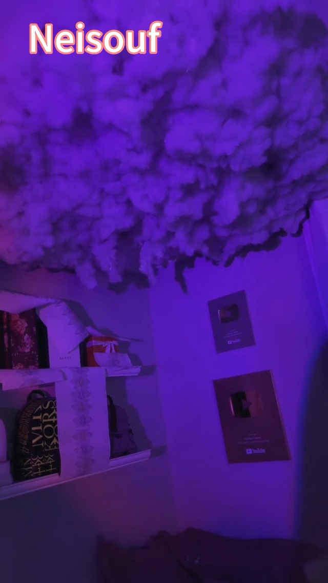 Image of USB Thundercloud LED Light, DIY RGB+IC Chasing Music Sync 3D Cotton Ceiling Cloud Lights with APP and Remote Control for Kids Room Decor (RGB+IC, 17ft)