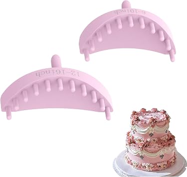 2 PCS Cake Arch Guide Tools, Cake Arc Tool, Cake Ruffle Spacing Decorating Tools, Cake Ruffle Marker for 6"-16" Cakes Pink