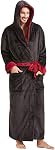FashGudim Mens Robes Big and Tall with Hood Two-Tone Flannel Fleece Contrast Bathrobe Full Length Plush Long Robe House Coat