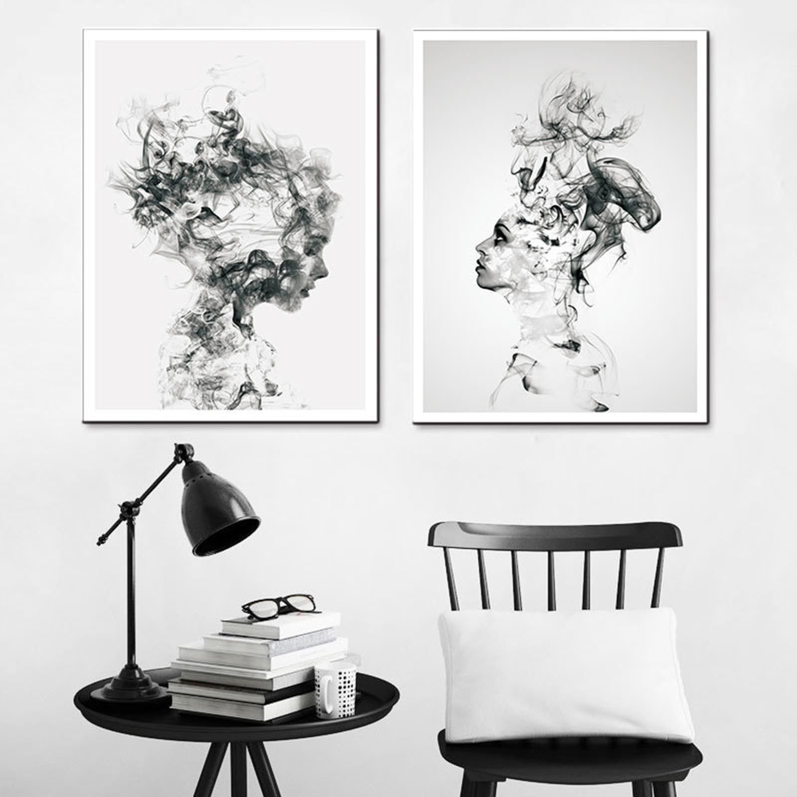 UGZDEA Abstract Art Poster Canvas Pictures, Modern Black White Motif, Smoked Boy Girl Poster - Image 3