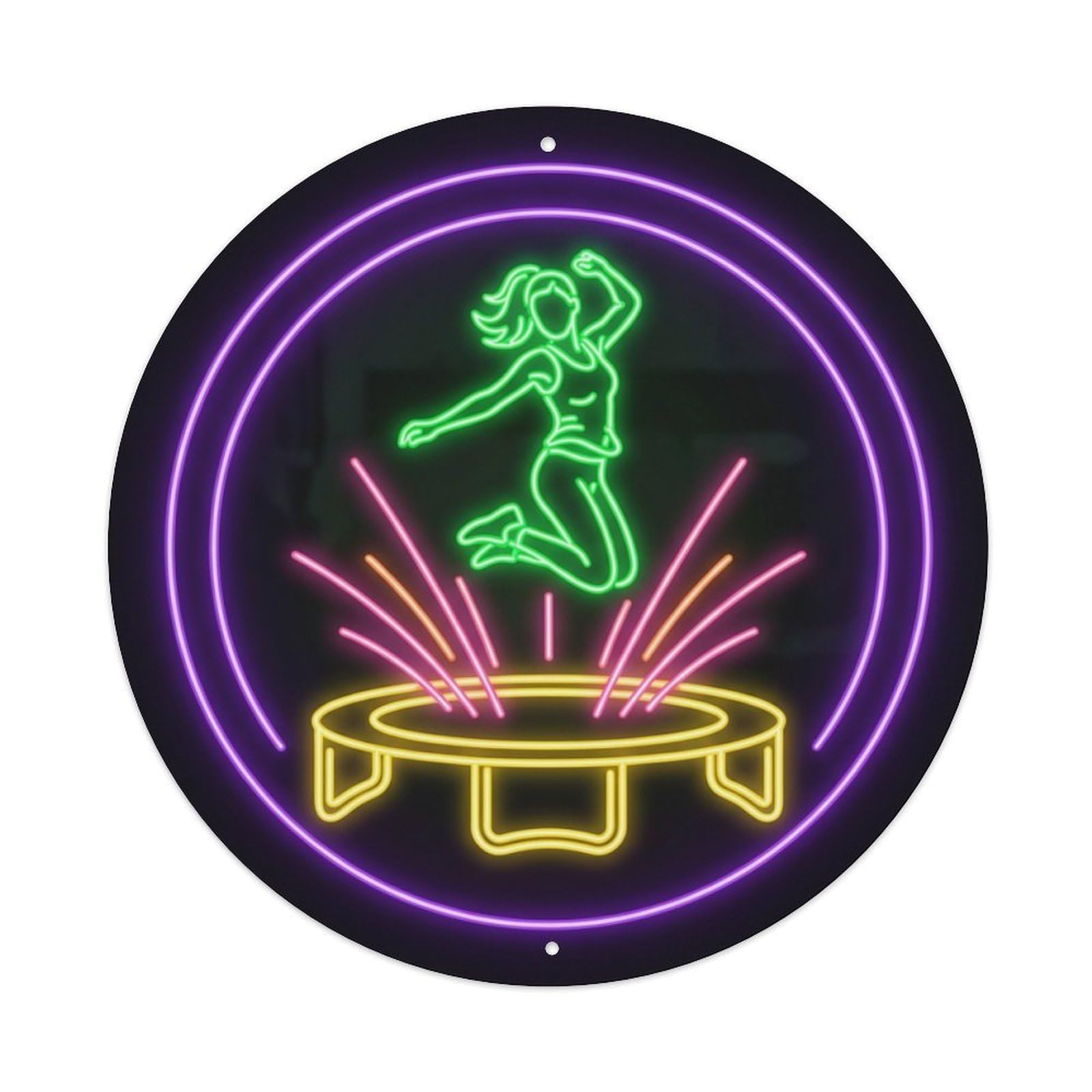 Vintage Faux Neon Gym Retro Bodybuilding Trampoline Metal Tin Sign