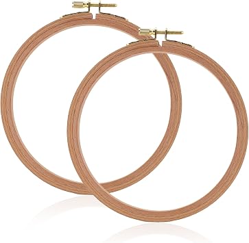 Clofiak 2Pcs 6 Inch Wooden Embroidery Hoops, Beech, Copper-Plated Screw | Cross Stitch Frame, Embroidery Rings, for Art, Craft Sewing, Home Ornaments