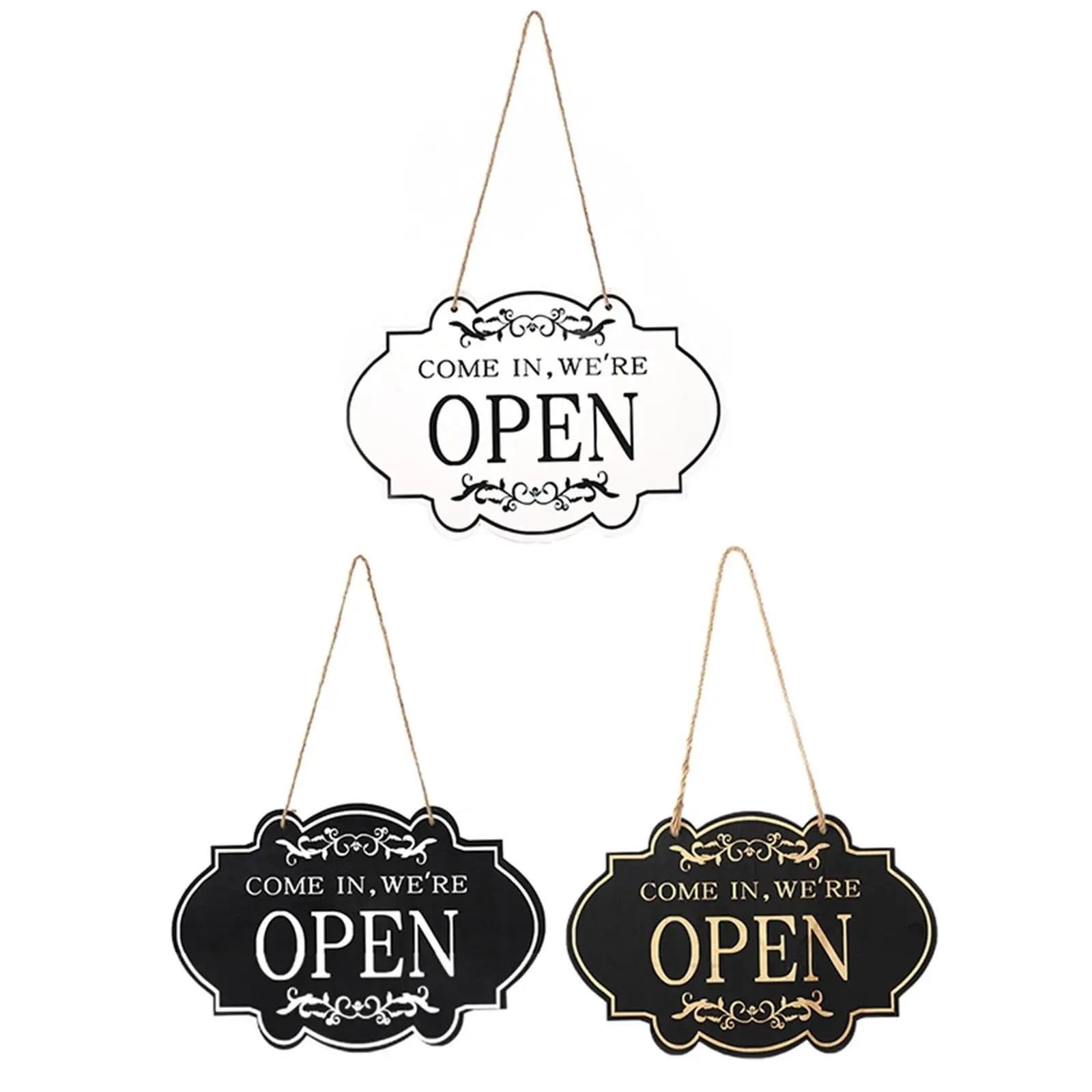 Panneau Ouvert Fermé Panneau de porte magasin en bois style vintage