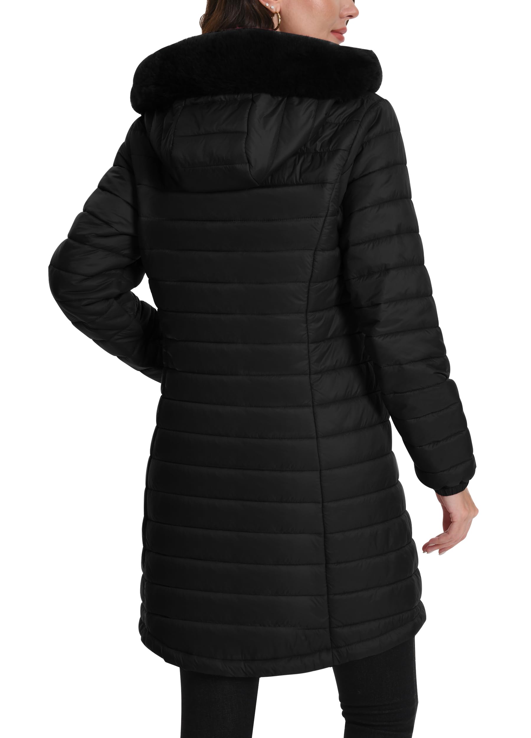 ATLASLAVA Damen Winterjacke Lang Wintermantel Steppjacke Übergangsjacke Daunenjacke Wasserdicht Warm Leichte Kapuze Frauen Winter Mantel Outdoor S-2XL
