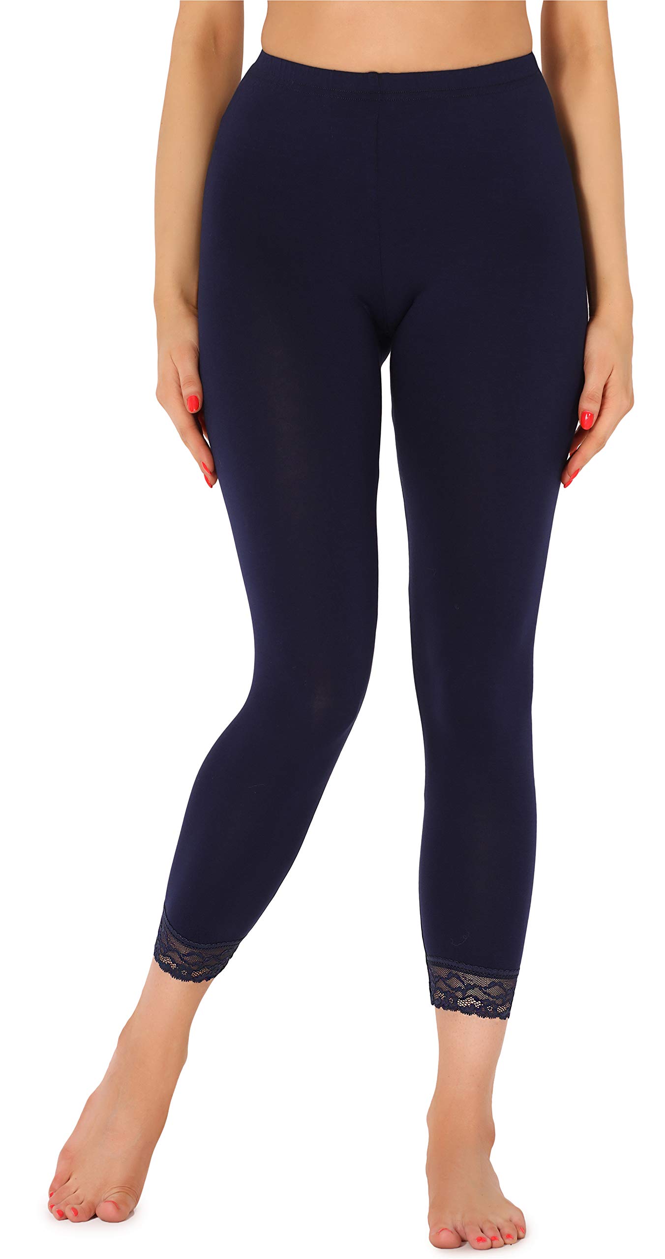 Merry Style 7/8 Leggings Damen Bequeme Leggings mit Spitze aus Viskose MS10-342