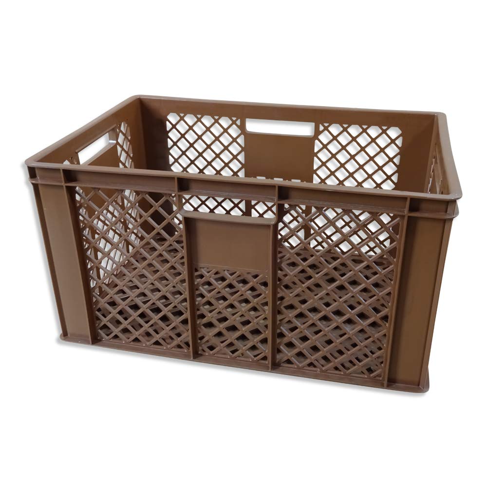 kanister-vertrieb® 4er SET Bäckerkisten 600x400x320mm, Bäckerkiste, Brotkiste, Brotkörbe, Brötchenkiste, Aufbewahrungsbox offen, 60x40x32cm, Stapelbehälter, Eurobehälter, Stapelkisten braun