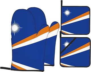 Flag of the Marshall Islands Kitchen baking four-piece set anti-scalding and heat insulation for kitchen baking and grilling