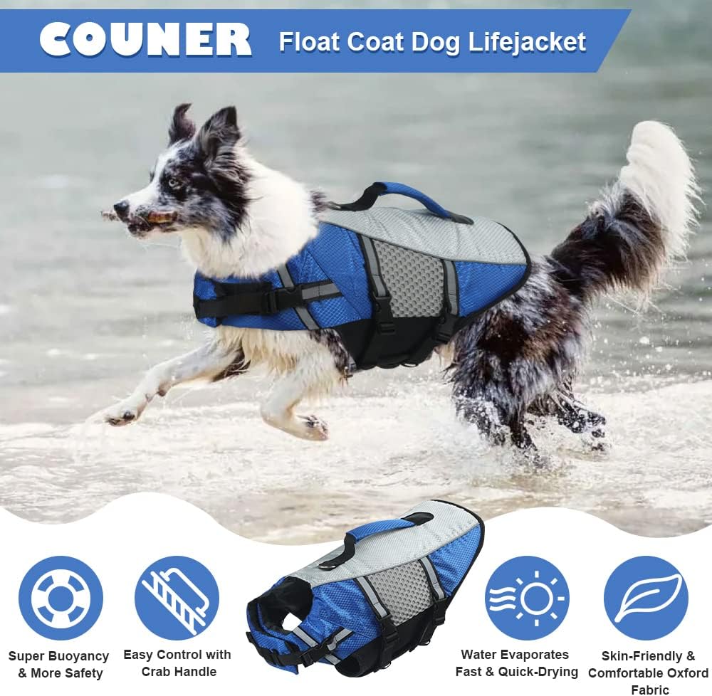 Buy COUNER Dog Life Jacket, Lightweight Dog Life Vest with Reflective