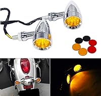 Vista 4 de DREAMIZER Señales de Giro para Motocicleta Luz LED Tipo Bala Cromada Universal para Bobber Chopper Cafe Racer Sportster Softail Cruiser - Carcasa