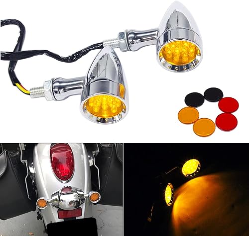 Miniatura 4 de DREAMIZER Luces direccionales de motocicleta Bullet LED Cromo Universal para Bobber Chopper Cafe Racer Sportster Softail Cruiser - Carcasa cromada