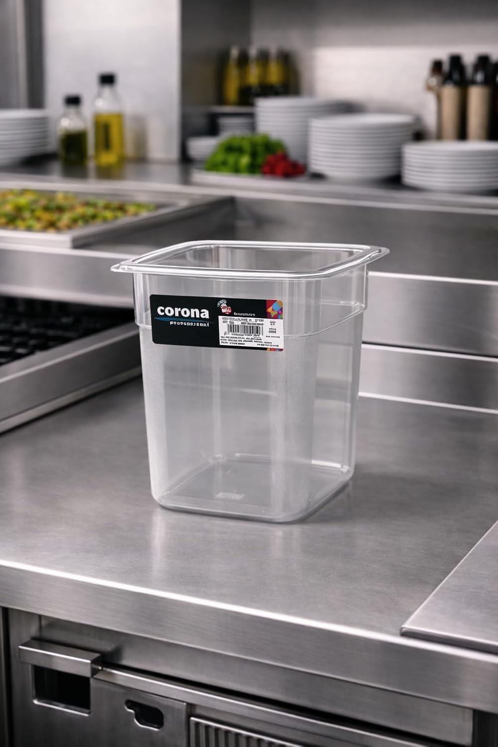 CORONA 1/4-8" Deep Food Pan- NO LIDS 24-PACK Transparent Polycarbonate Dishwasher & Freezer Safe,Container for Prep Tables, Buffet, Salad Bar