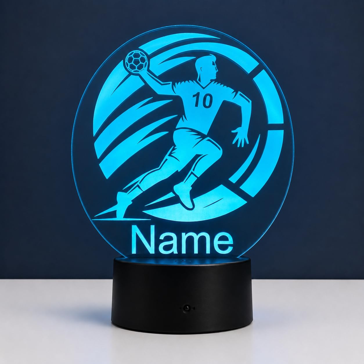Personalisierte Handball Lampe – LED Nachtlicht mit Name – Geschenkidee für Handball Spieler, Trainer & Fans – dimmbare Tischlampe mit Fernbedienung – originelle Sport Deko fürs Kinderzimmer & Zuhause
