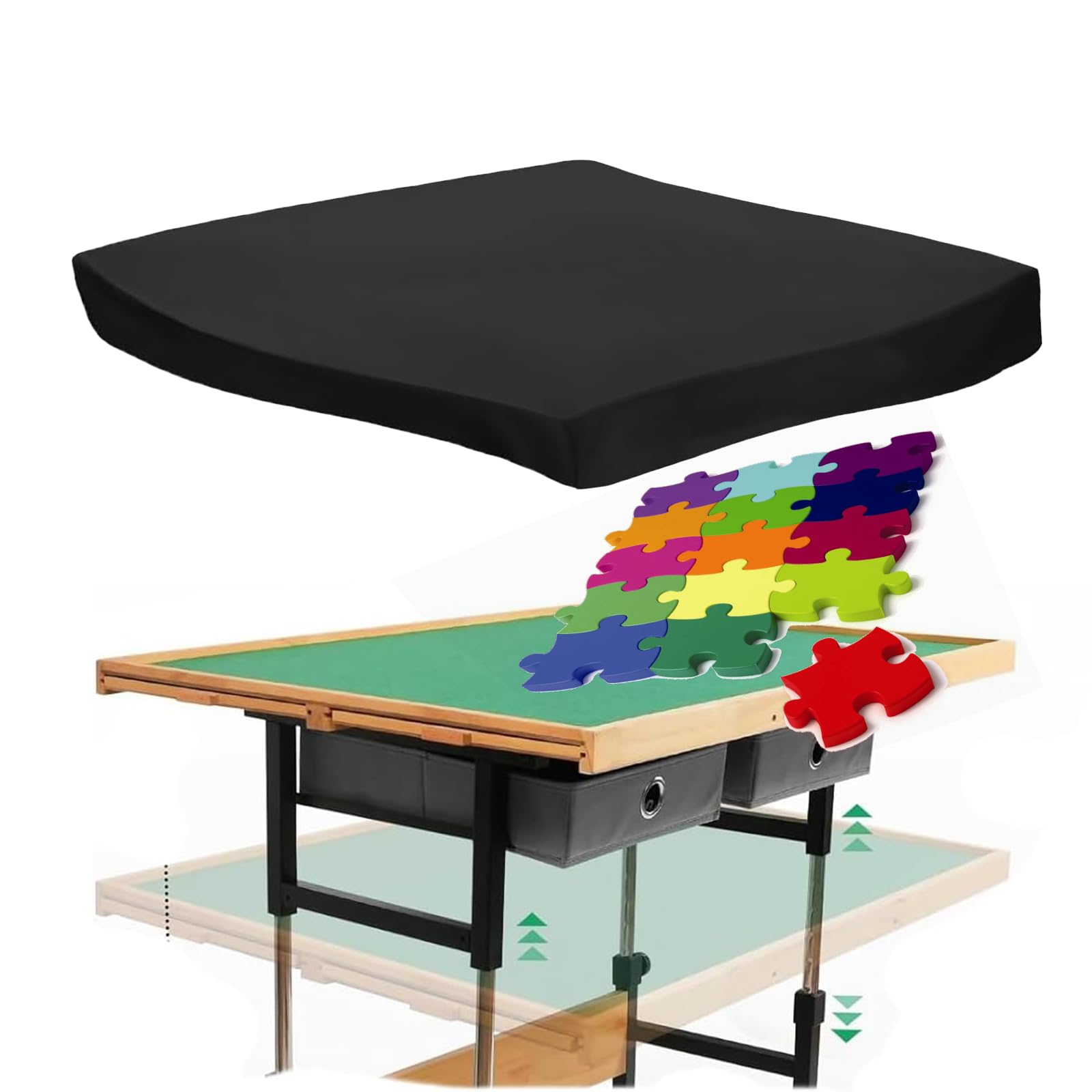 Rilime Puzzle Board Cover,Waterproof Cover for Puzzle Table with Drawers Fits Most 2000 Pieces Puzzle Tray,Dustproof Puzzle Tables for Adults with Drawers Cover (Large,42''L x 28''W)