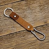  Braunes und hellbraunes Leder Karabiner Schlüsselanhänger Ringhalter Klammer Schlüssel Karabiner-haken Geschenk Schlüsselband Anhänger