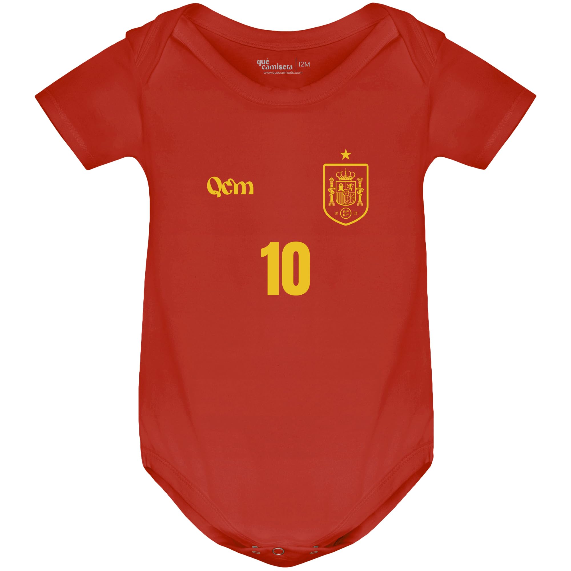 Body Bebé España – Personalizado con Nombre y Número – Estilo Fútbol – Con Escudo – No Oficial