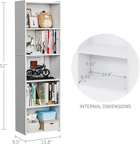 Miniatura 3 de SUPER DEAL Estantería de 5 niveles abierta y estantería de libros, estantes de almacenamiento de exhibición independientes, organizador de