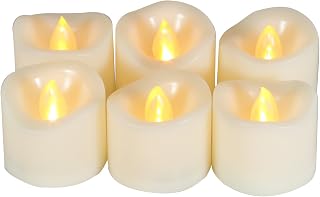 CANDLE CHOICE Battery Operated Flameless Tea Lights Votives Realistic Flickering Fake Electric LED Tealight Candles Set for Halloween Christmas Party Wedding Decorations Batteries Included 6 Pack