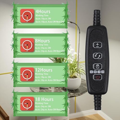 Miniatura 4 de Juhefa Luz LED de crecimiento, 6000 K de espectro completo de cuello de cisne, lámpara de cultivo de plantas pequeñas de interior, temporizador de