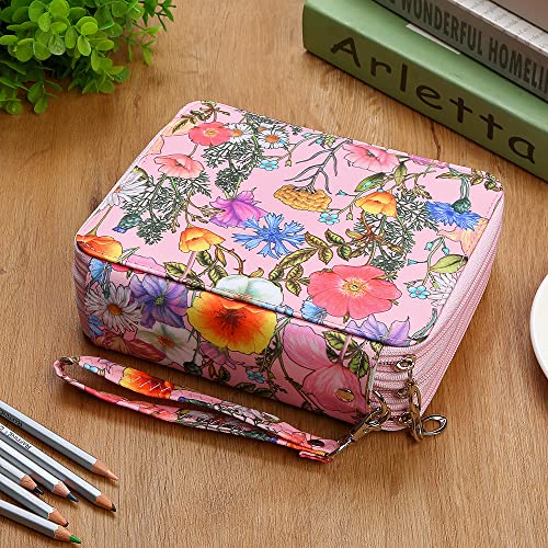 Image of 72 Slots Pencil Case Organizer w /Removal Handle Strap | 3-Layer Zipped Pencils Box Large for Colored Pencils Watercolor Pencils for Office and Travel for Artist