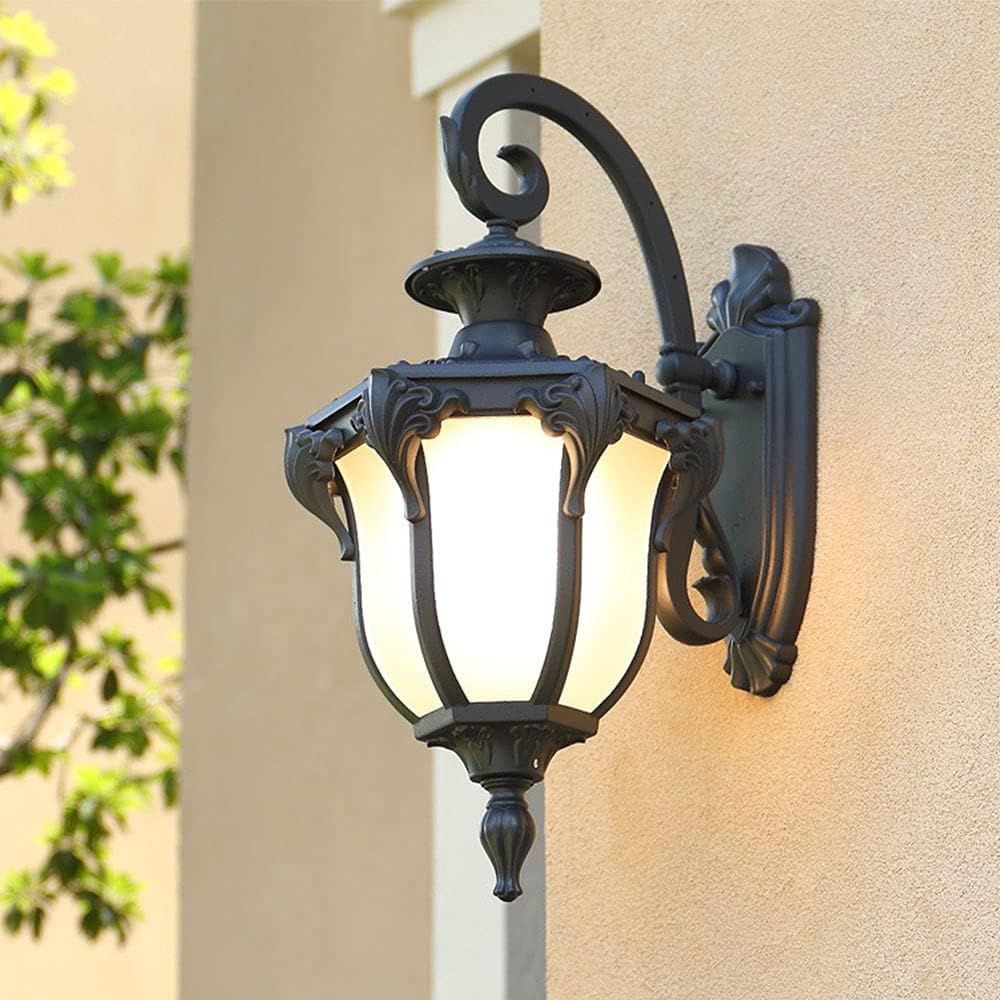 Luminaire mural extérieur en verre et aluminium doré antique IP44 Cour ...