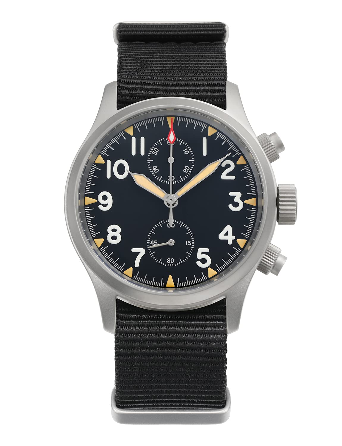 TACTICAL FROG Militado Military Chronograph Watches 39mm Sapphire Crystal VK61/VK67 Quartz Luminous Wristwatches for Men 100M Waterproof Watch with Nylon Strap, Black, VK61-Black-Strap, Military (B0C4GL7639) Amazon Price History, Amazon Price Tracker