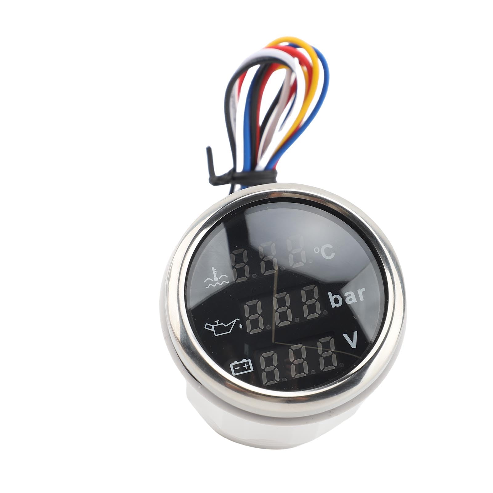 3 in 1 Auto -Meeresmessgerät, 52 Mm Dreifachmessgeräte Wassertemperaturmesser ° F Öldruckmesser Psi Voltmeter, Instrumentensensor -Kit Für LKW (Schwarzes Silberabdeckung)