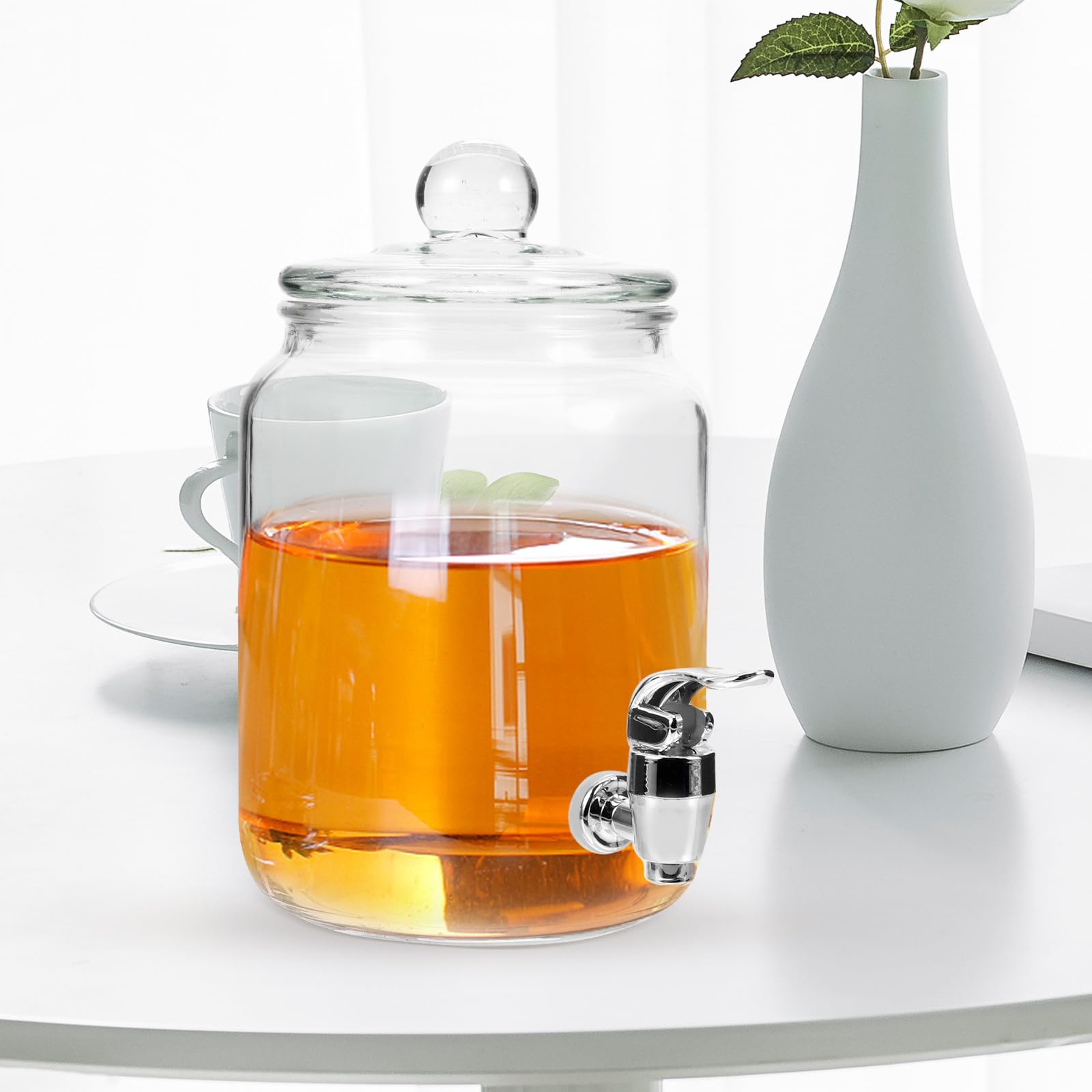 PACKOVE Weinkrug aus Glas mit Zapfhahn und Luftdichtem Verschluss Klarer Stil Praktisches Design zum Aufbewahren von Wein und Saft für Zuhause und Partys